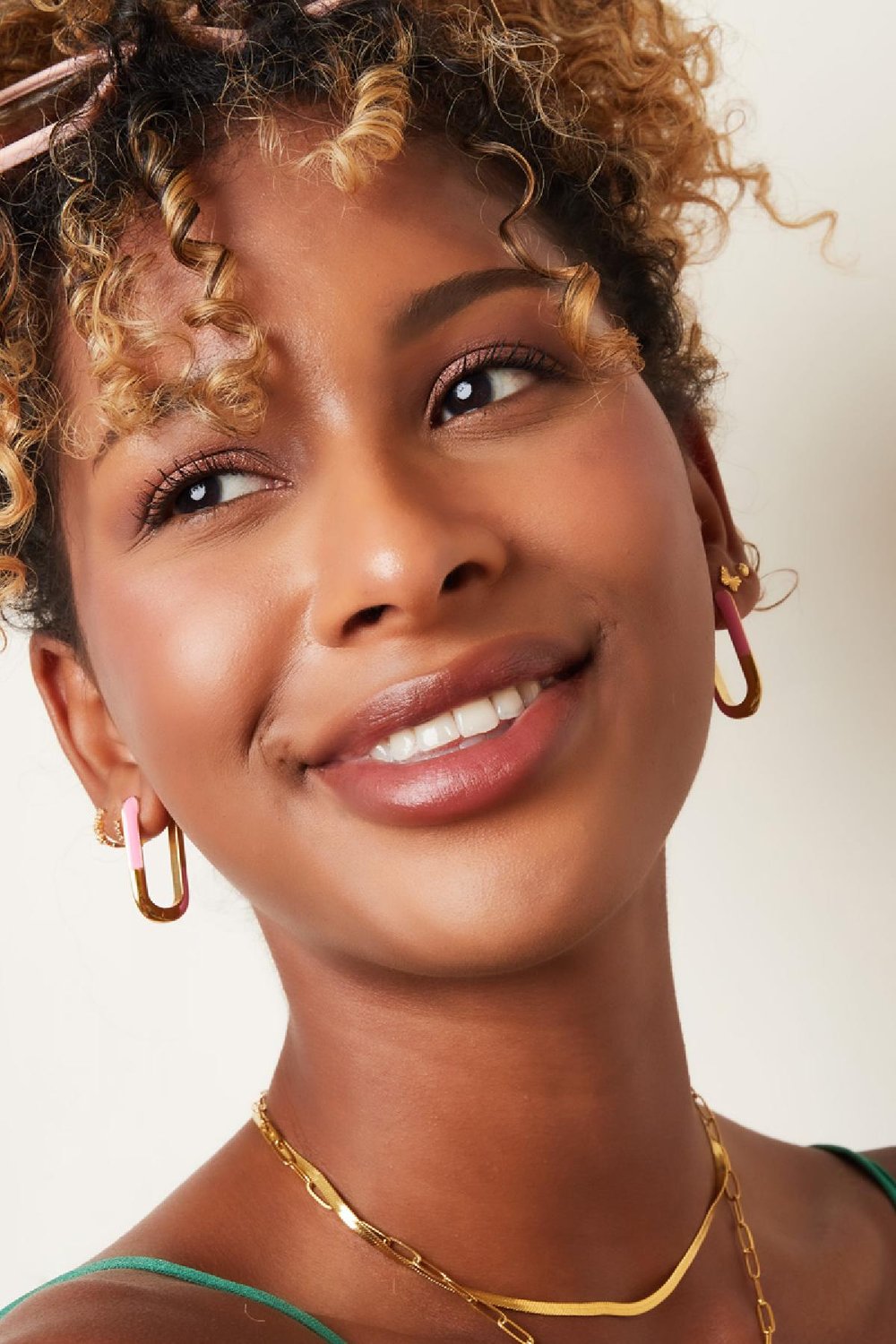 Squared earrings color blocking Rose Stainless Steel h5Picture3